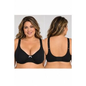 CACIQUE LANE BRYANT COTTON BLACK UNLINED DEMI UNDERWIRE BRA SZ 50C Plus Bow NWT